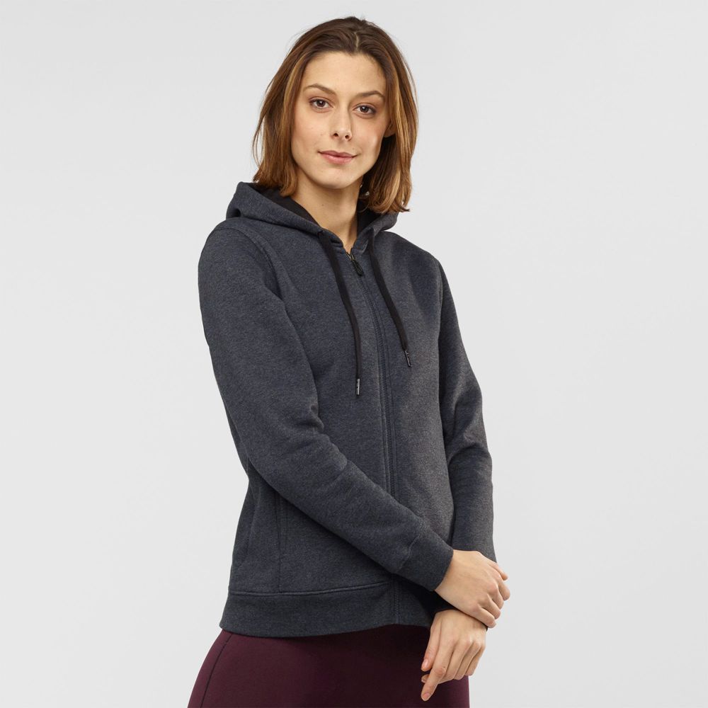 SALOMON ESSENTIAL WARM SALOMON Philippines - Women's Hoodie - Black | 368519-EVW